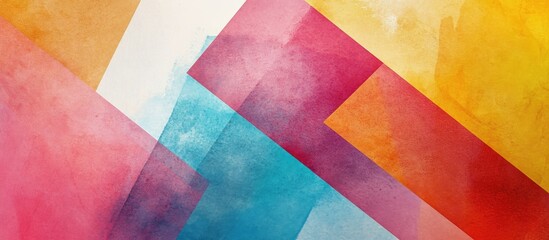 Watercolor illustration of minimalist geometric abstract art featuring vibrant colors ideal for enhancing the decor of various spaces such as living rooms bedrooms kitchens and offices