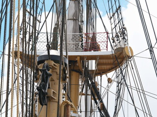 Tokyo, Japan -August 27, 2024:  The mast of a sailing vessel,
