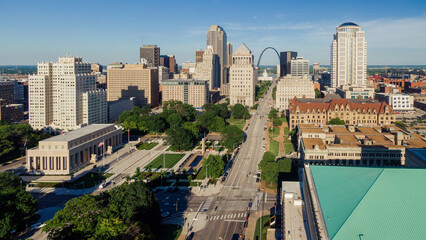 City skyline of downtown St Louis, Missouri, United States.