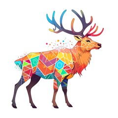 Geometric Deer - Colorful and Abstract
