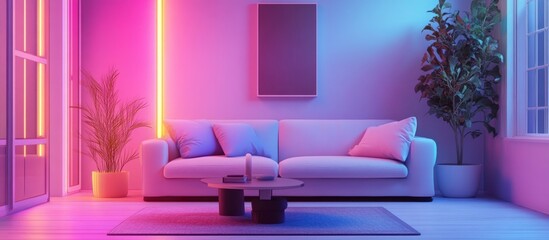 Isometric view of a Muji style living room interior architecture 3D rendering