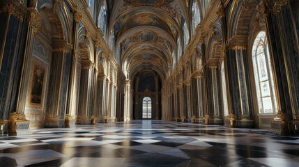 Fototapeta premium 3D rendering of the intricate interior details of a historic cathedral