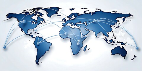 Pointing out from a central hub to various global markets..