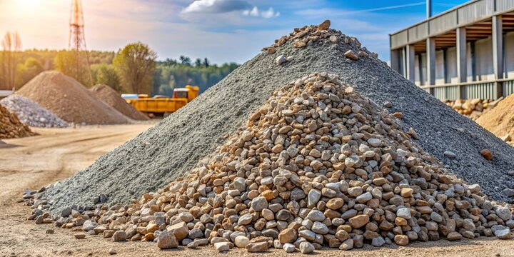 A pile of rocks and gravel on a construction site , construction, material, stones, pebbles, bulk, aggregate, texture