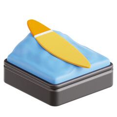 3D Isometric Surfing Illustration Icon