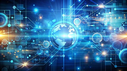 Naklejka premium Abstract background showcasing various technological concepts and innovations , technology, digital, futuristic
