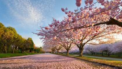 Beautiful cherry trees landscape in the Park