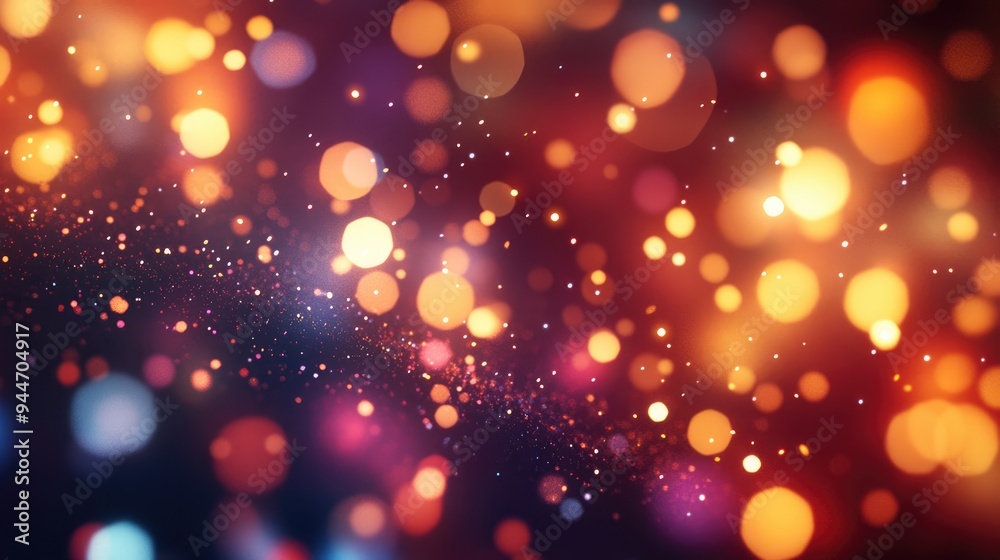 Poster Abstract festive background featuring glitter vintage lights with a defocused effect ideal for Christmas and New Year celebrations accompanied by bokeh elements and ample copy space 3D cartoon rend