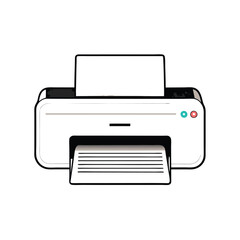 Cartoon illustration of a printer on a white background.