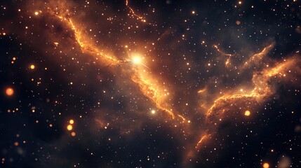 Fototapeta premium Flying through star fields in deep space with a 3D cartoon rendering Animation of magic flickering dots and glowing flying lines in a seamless loop gliding through a nebula