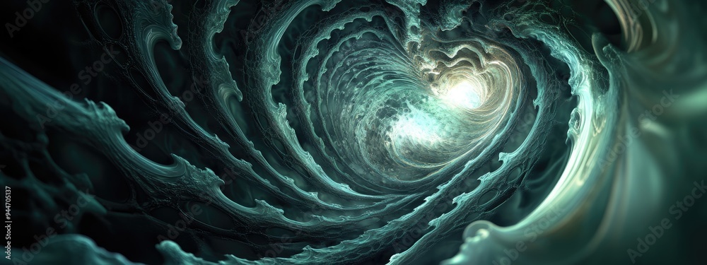 Aufkleber Abstract motion grey and green fractal on black background in a 3D cartoon rendering