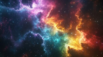 Obraz premium Colorful nebula depicted in a 3D cartoon rendering within an infinite universe