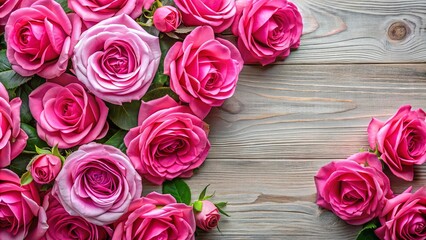 Top view of vibrant pink rose blossoms creating a beautiful background, bloom, petals, floral, beauty, nature, wallpaper