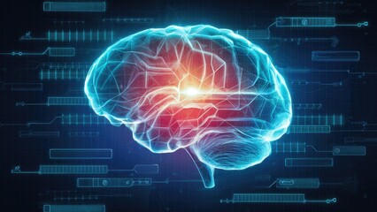  Futuristic 3D Digital Brain Illustration - Science Concept