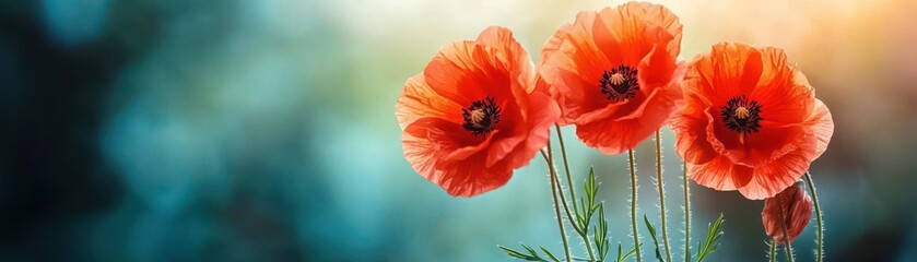 Obraz premium orange flowers in full bloom, sunlit field, bright warm sunlight, serene and vibrant scene, picturesque floral landscape, natural beauty