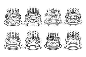 Cute and festive birthday cake with candles icon. Perfect for digital designs and celebrations. Isolated vector illustration