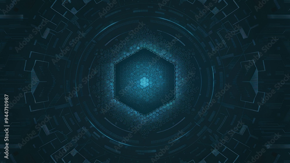 Poster futuristic dark background with small hexagonal metaverse pattern