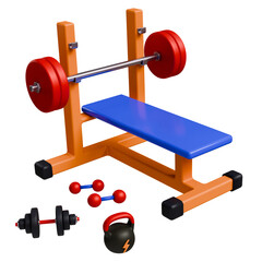 bench press. Gym and Workout Gear 3D Icons Collection. 3000x3000px