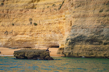 The cliffs and rocks at the coast of Algarve, Portugal.