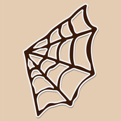 Vintage Brown Spider Web Illustration with Beige Background for Halloween Themes