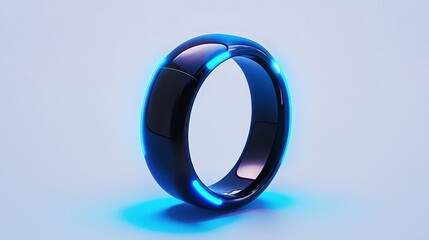 Futuristic Smart Ring with Blue Neon Lights