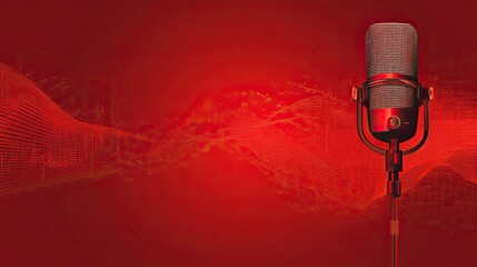 Red Microphone and Abstract Waves