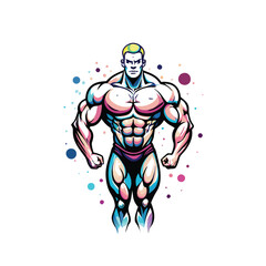 Vector image of a silhouette of a modern muscular man in full body pose.