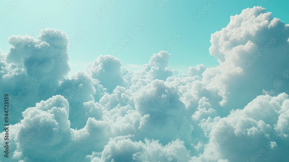 Poster abstract background of a cloudy blue sky with small clouds created through 3d rendering