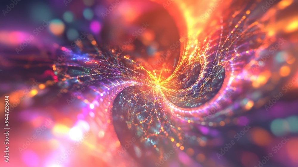 Poster abstract colorful fractal light background in 3d rendering