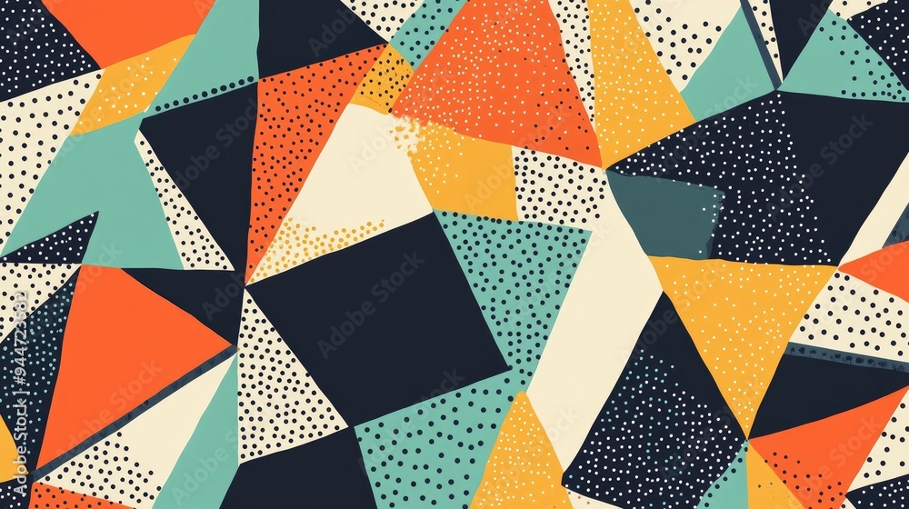 Poster abstract design featuring a dotted grid composed of triangular shapes