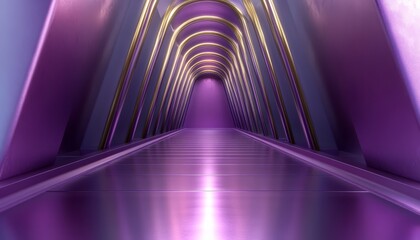 A Purple and Gold Archway Corridor