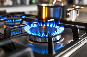 blue flame from an open gas stove