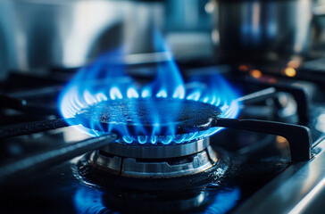 blue flame from an open gas stove