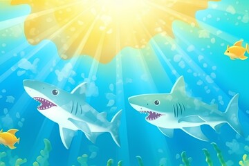 Fototapeta premium shark and fish