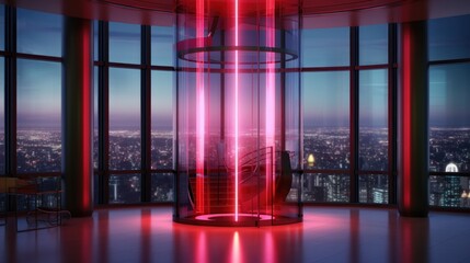 Glass Elevator with City View