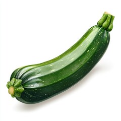 Fresh Green Zucchini Isolated on White Background - High-Quality Vegetable Image for Culinary and Healthy Eating Concepts