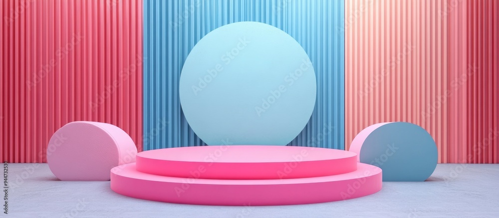 Poster 3D rendering of a podium for product display with customizable colors