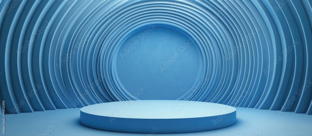 Aufkleber 3d rendering of a blue podium featuring a circular background
