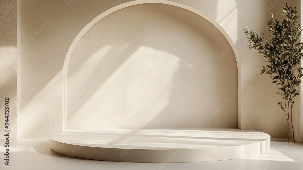Aufkleber 3d rendering of a minimalist product backdrop suitable for fashion and cream cosmetic displays conte