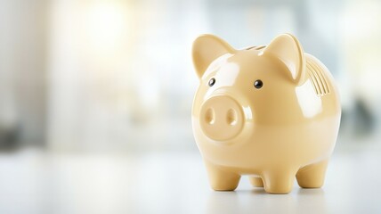 A small piggy bank sits on a table