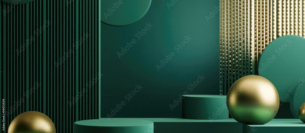Poster 3d rendering of a luxurious green khaki geometric abstract background ideal for product promotion in