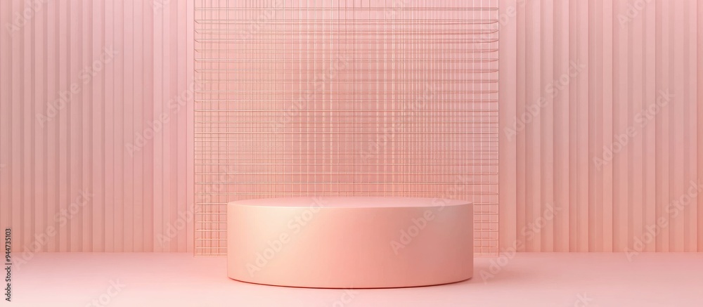 Poster 3d rendering of abstract geometric background featuring primitive shapes cylindrical podium and mode