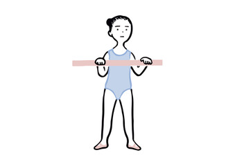 バレエのバーレッスンをする少女