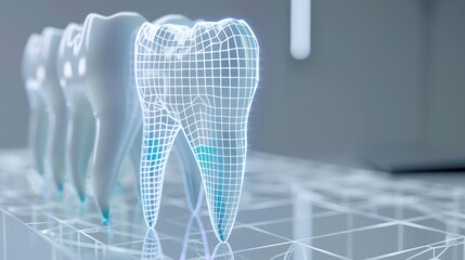 Dental Model with Wireframe Representation