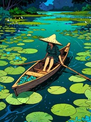 Obraz premium Peaceful Journey Through a Lush River