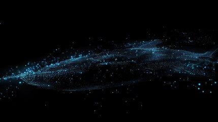 Abstract Blue Particles Floating on a Dark Background