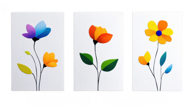 Colorful Abstract Flower Illustrations Set