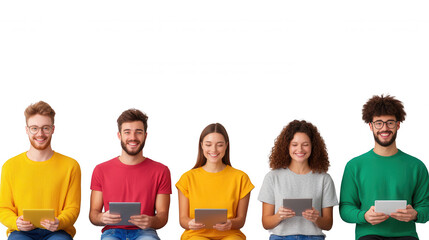 Diverse Group of Young Adults Using Tablets