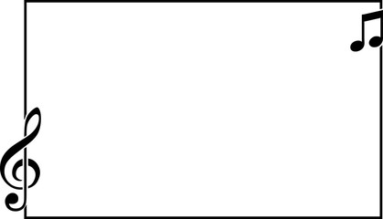 frame with treble clef, music notes background, musical notes logo, musical icon with line and treble clef, notes vector art. © Koko