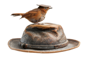 Bird on a Worn Leather Hat